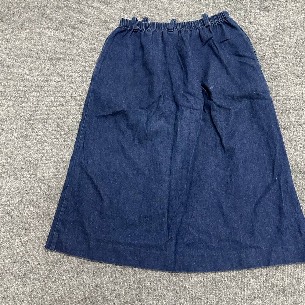 Unbranded Skirt Womens Size PS Blue Denim Snap Front Elastic Waist Midi USA Made